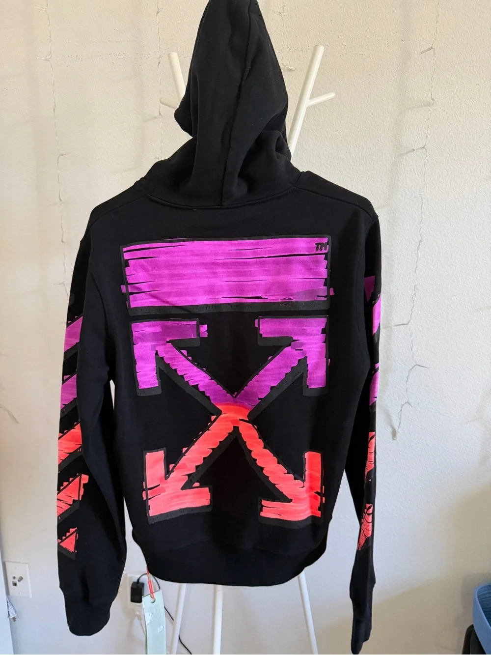 OffWhite Marker Hoodie Black / Fuschia